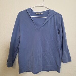Chico's Vintage Blue Purple Pullover Hoodie Size Medium (Chicos 1)